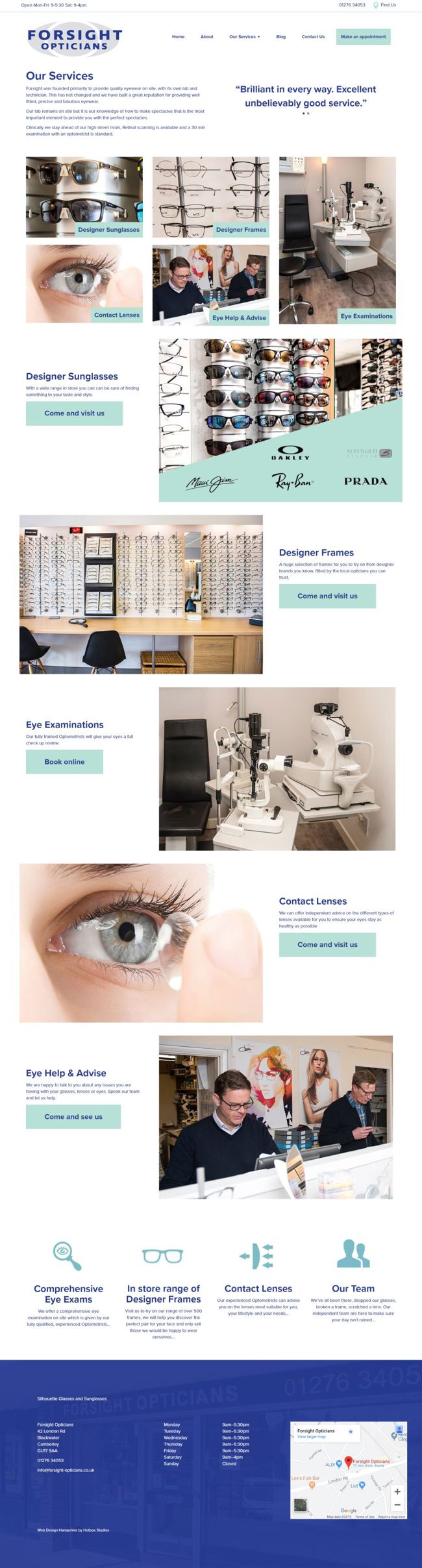 Forsight Opticians Wordpress Web Design SP003 Services