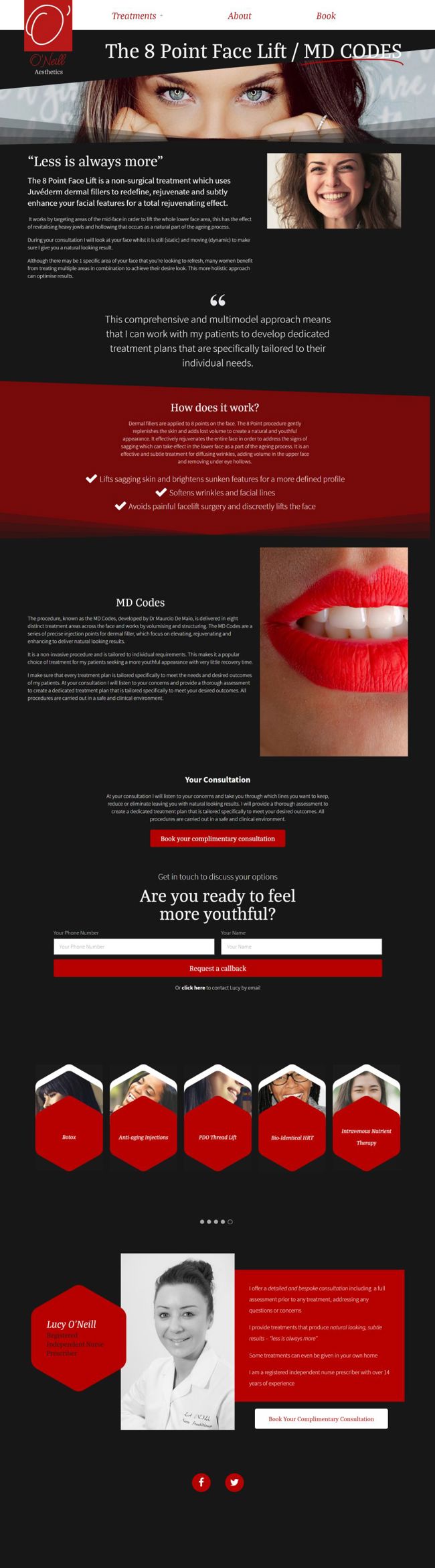 O'Neill Aesthetics Wordpress Web Design SP009 8 Point Facelift The Md Codes