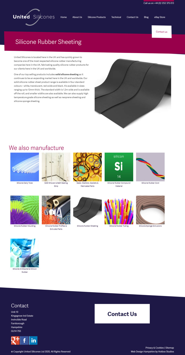 United Silicones Wordpress Web Design And Development SP004 Silicone Products Silicone Rubber Sheeting