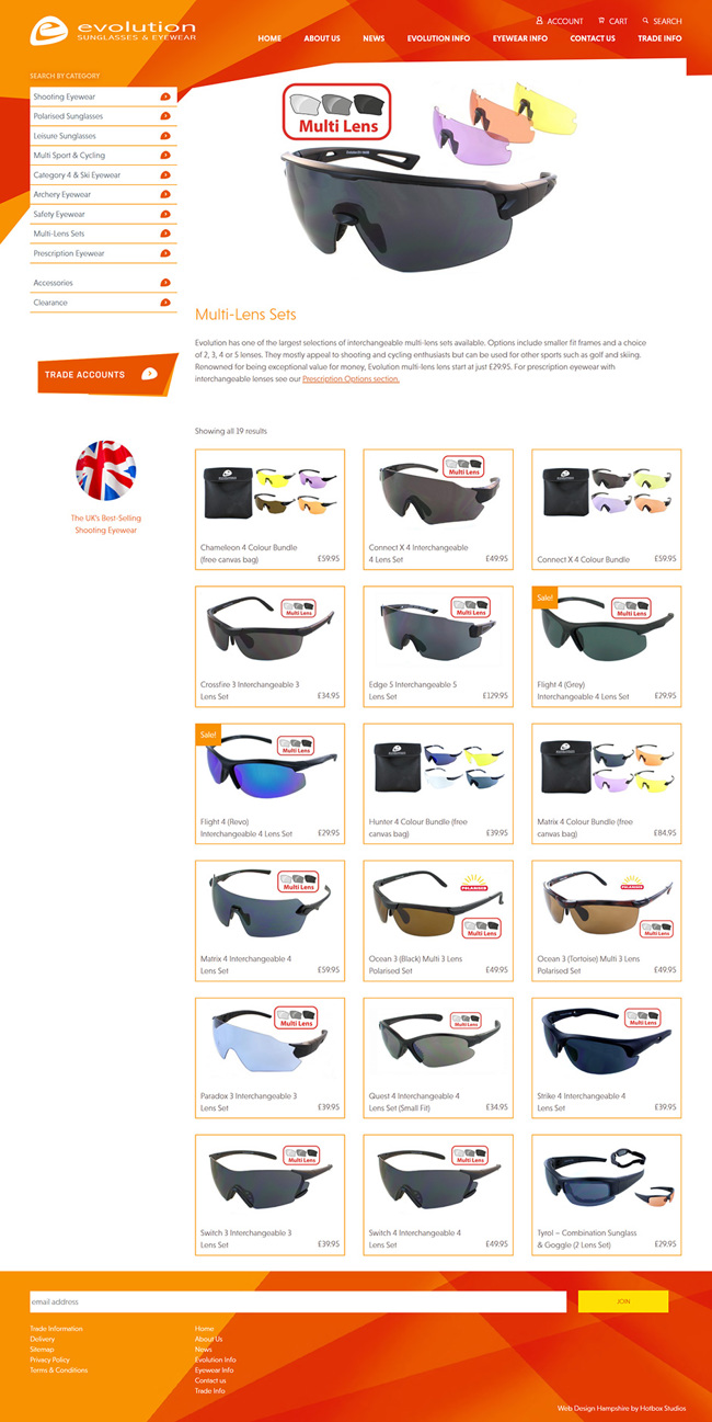 Evolution Sunglasses and Eyewear Website Design and WordPress Development SP010 Product Multi Lens Sets