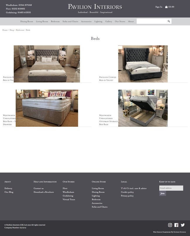 Pavilion Interiors Website Design and WordPress Web Development SP007 Area Bedroom Beds