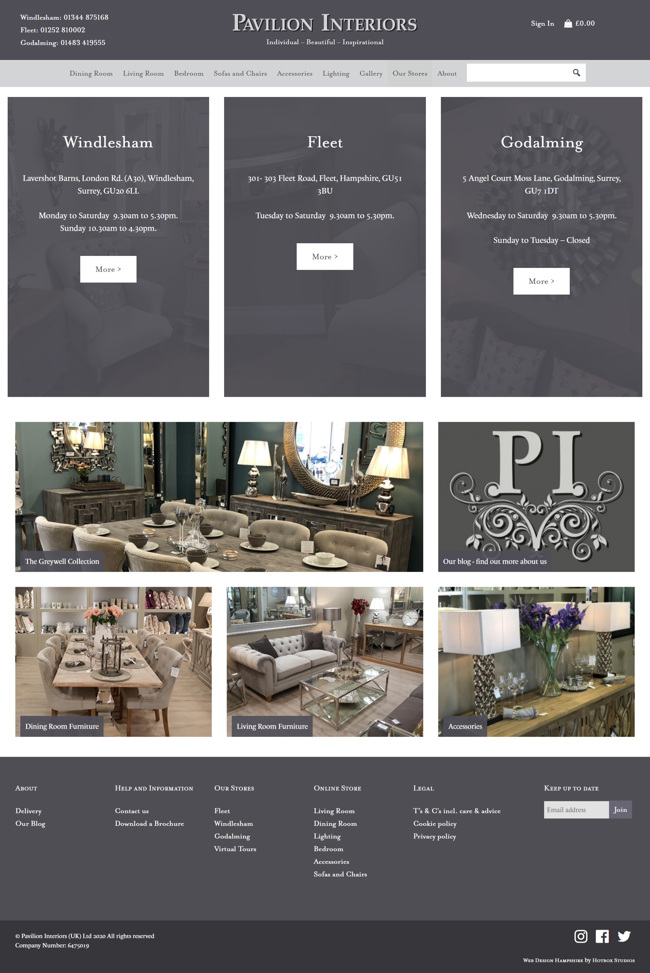 Pavilion Interiors Website Design and WordPress Web Development SP013 Our Stores
