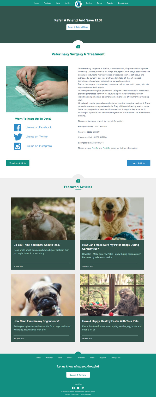 St Kitts Vet Website Design and WordPress Web Development SP013 Services Veterinary Surgery Treatment