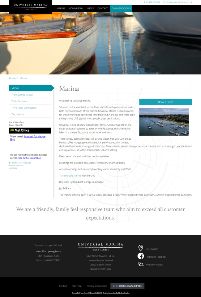 Universal Marina Website Design and WordPress Web Development SP002 About