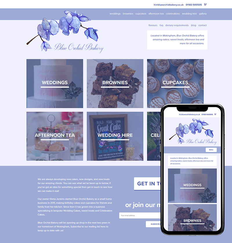 Farnham Website Design Blue Orchid Bakery SP001 Homepage Responsive 800x838Px72Dpi