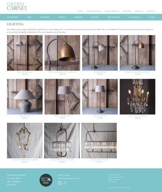 The Gilded Cabinet Website Design and WordPress Web Development SP021 Product Category Lighting