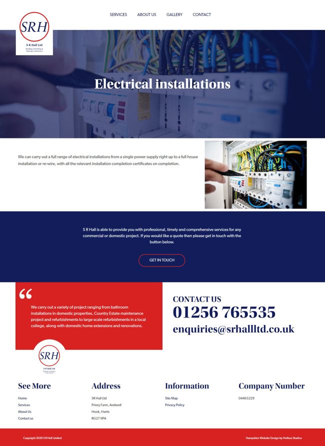SR Hall Website Design And WordPress Web Development SP008 Electrical Installations