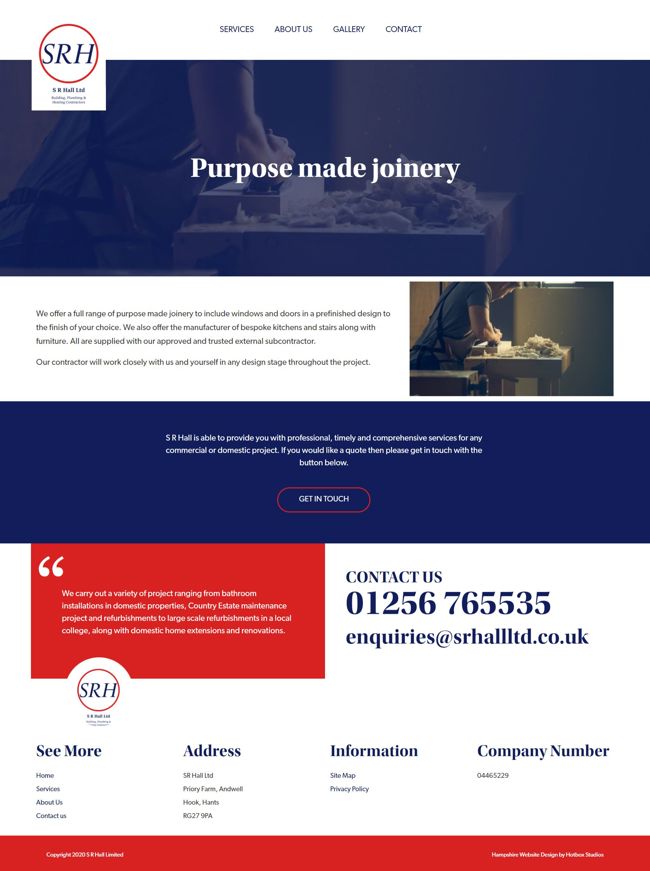 SR Hall Website Design And WordPress Web Development SP009 Purpose Made Joinery with Approved Contractor