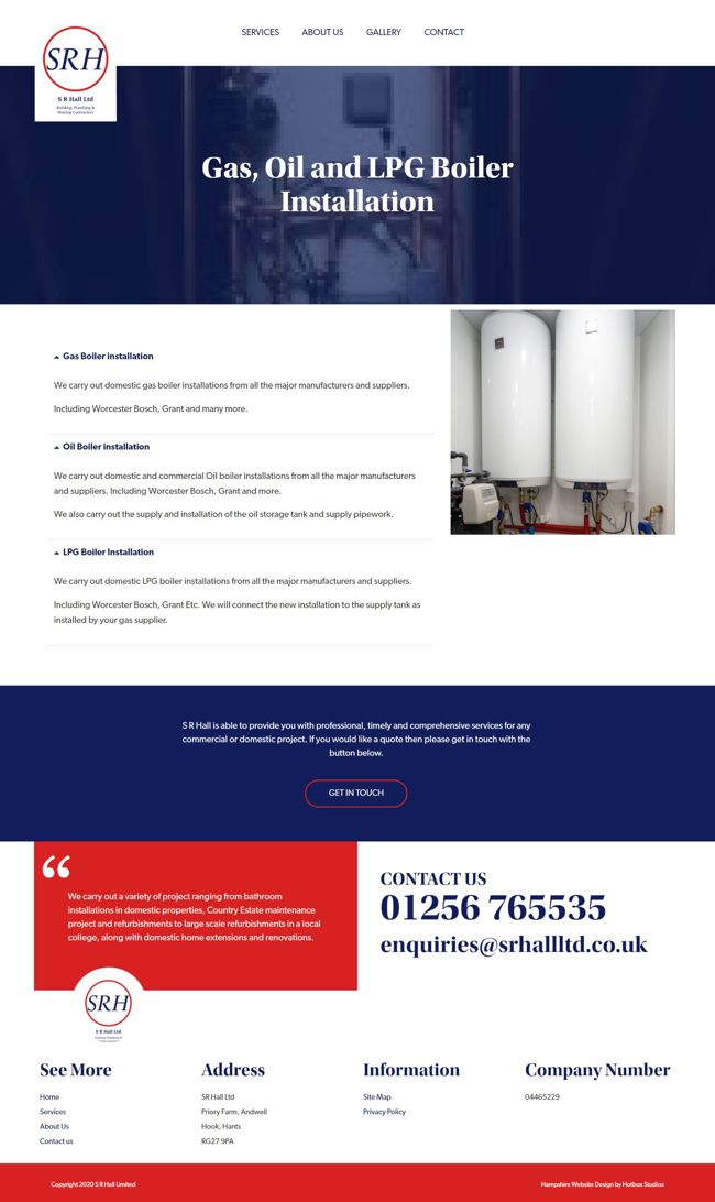 SR Hall Website Design And WordPress Web Development SP011 Gas Oil and LPG Boiler Services
