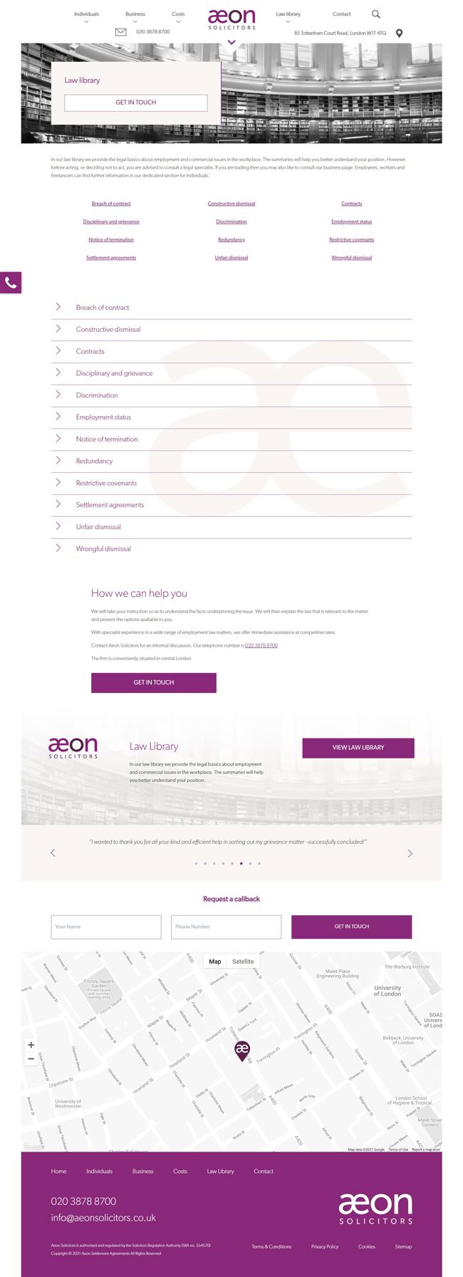 Aeon Solicitors Website Design and WordPress Web Development SP005 Law Library