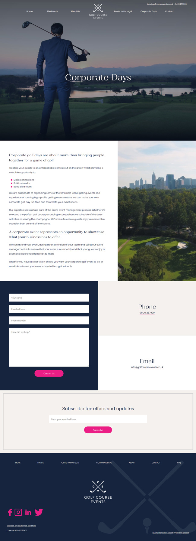 Golf Course Events Website Design And Wordpress Web Development SP012 Corporate Days