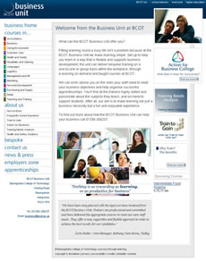 Website Design and Web Development for Basingstoke College of Technology BCoT Business Unit