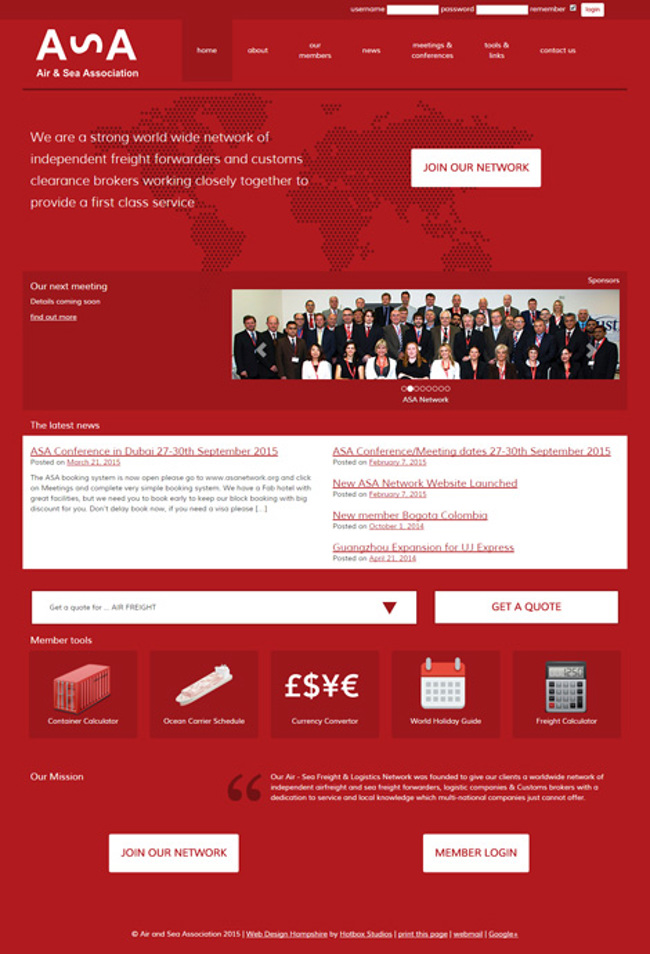 Air and Sea Association Web Design - Screen Print 001 Homepage 470PxSq72Dpi