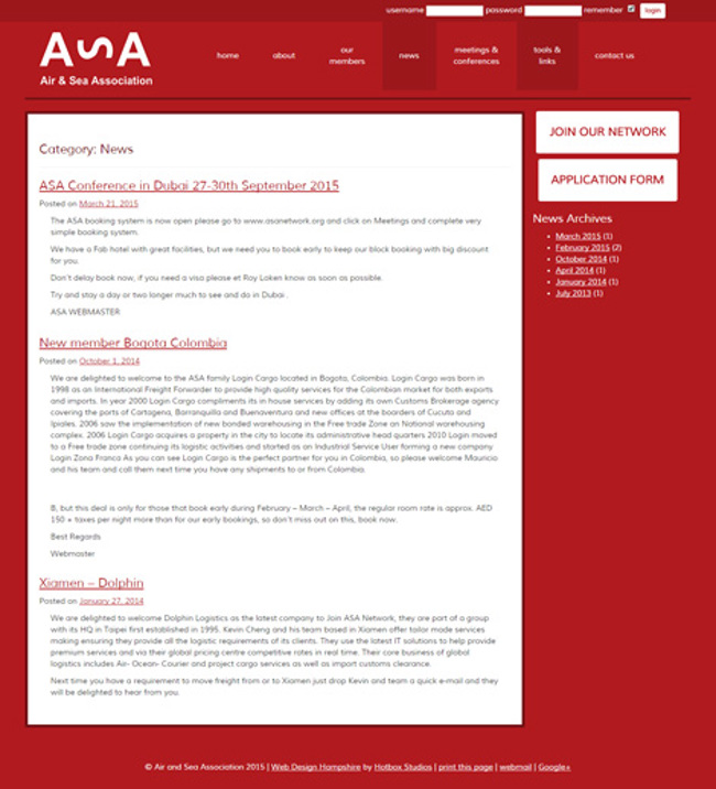 Air and Sea Association Web Design - Screen Print 004 News 470PxSq72Dpi