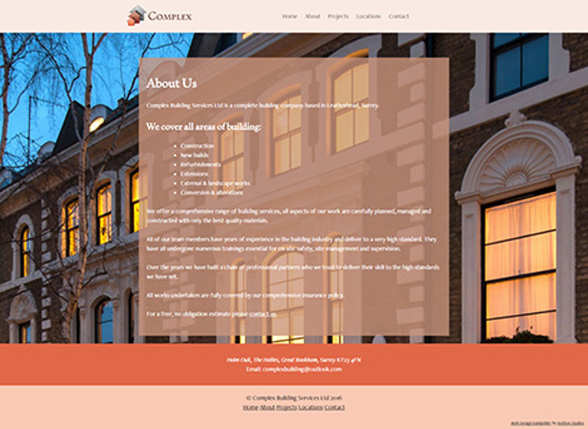 Complex Building Services Web Design - Screen Print 002 - About 470x343Px72Dpi