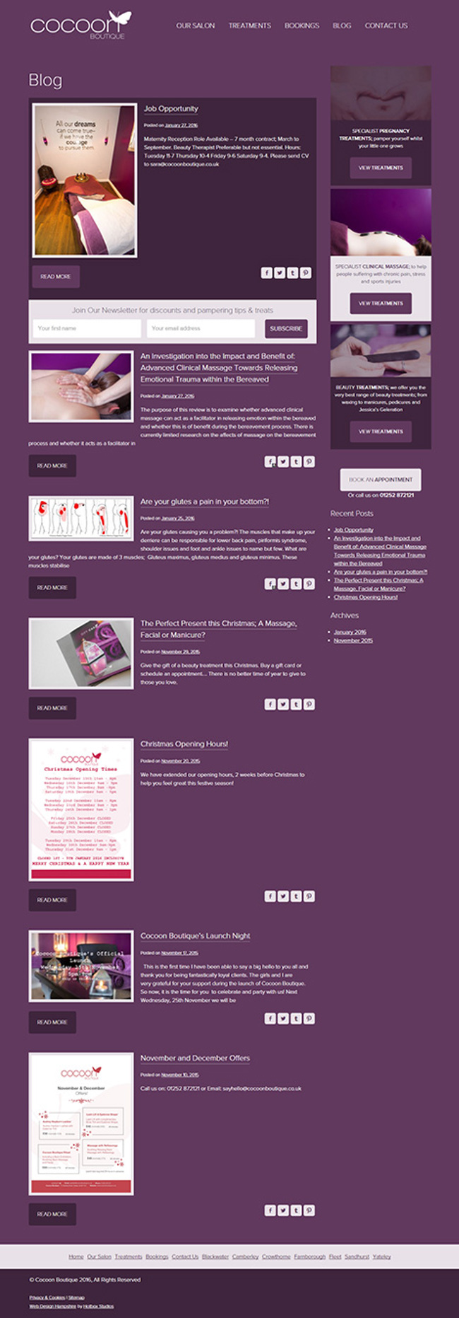 Cocoon Boutique Web Design - Screen print 008 - Blog