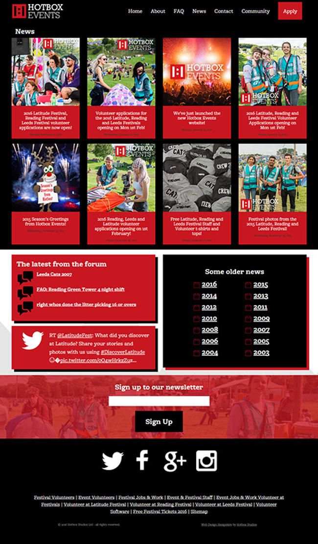 Hotbox Events Festival Volunteering Umbraco Web Design - Screen print 005 - News