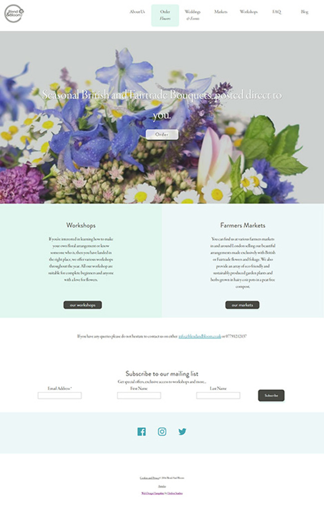 Blend and Bloom WordPress Web Design - Screen Print 001 - Homepage