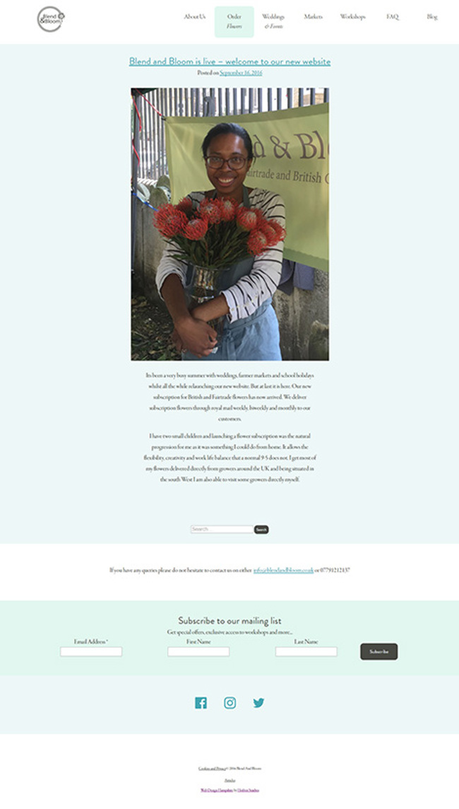 Blend and Bloom WordPress Web Design - Screen Print 008 - Blog