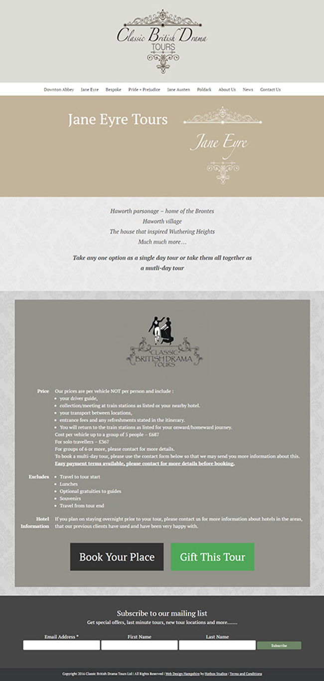 Classic British Drama Tours WordPress Web Design - Screen Print 006 Jane Eyre Tours