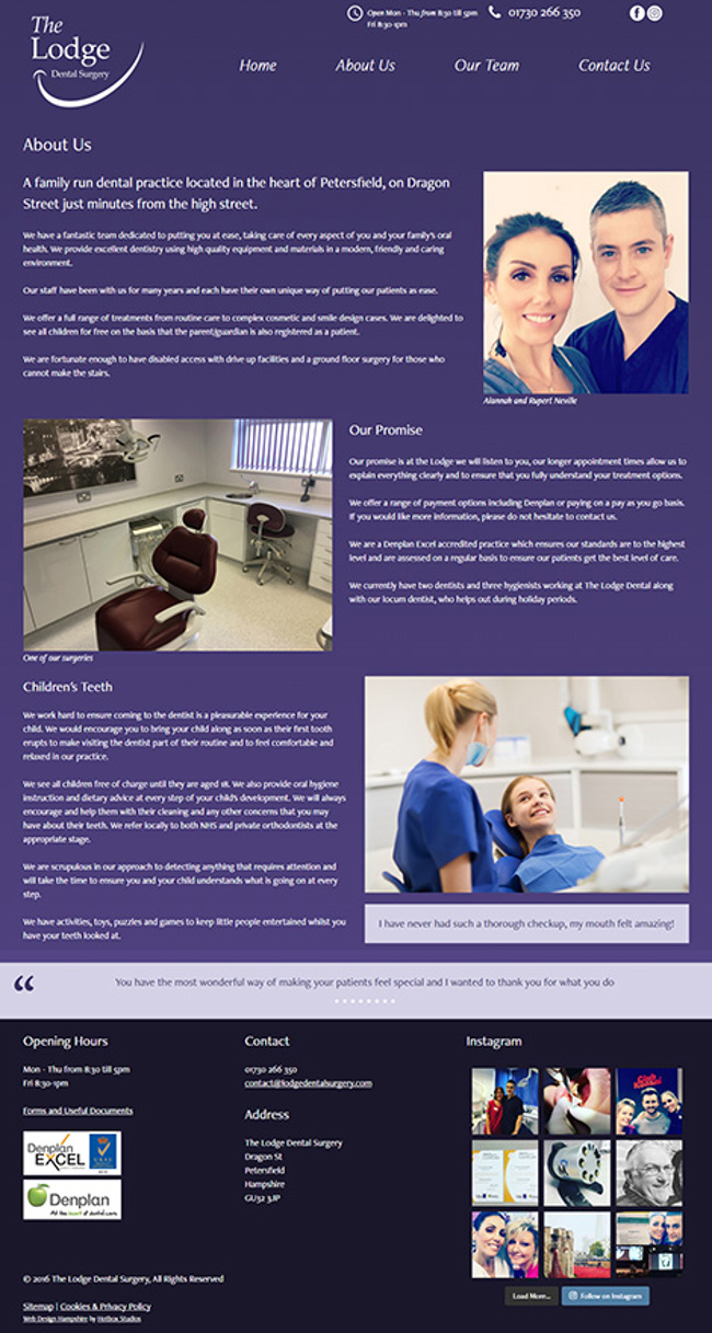 The Lodge Dental Surgery WordPress Web Design - Screen print 002 About