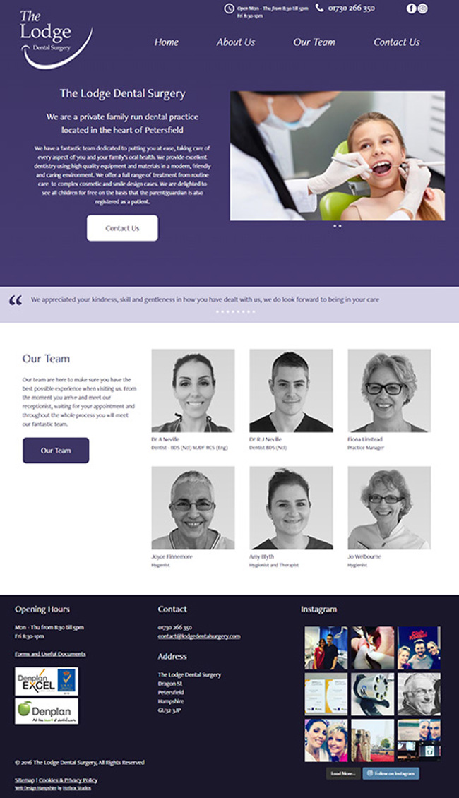 The Lodge Dental Surgery WordPress Web Design - Screen print 001 Homepage