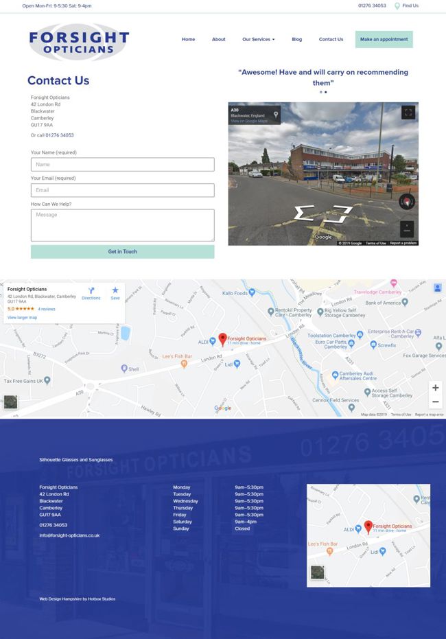 Forsight Opticians Wordpress Web Design SP007 Contact