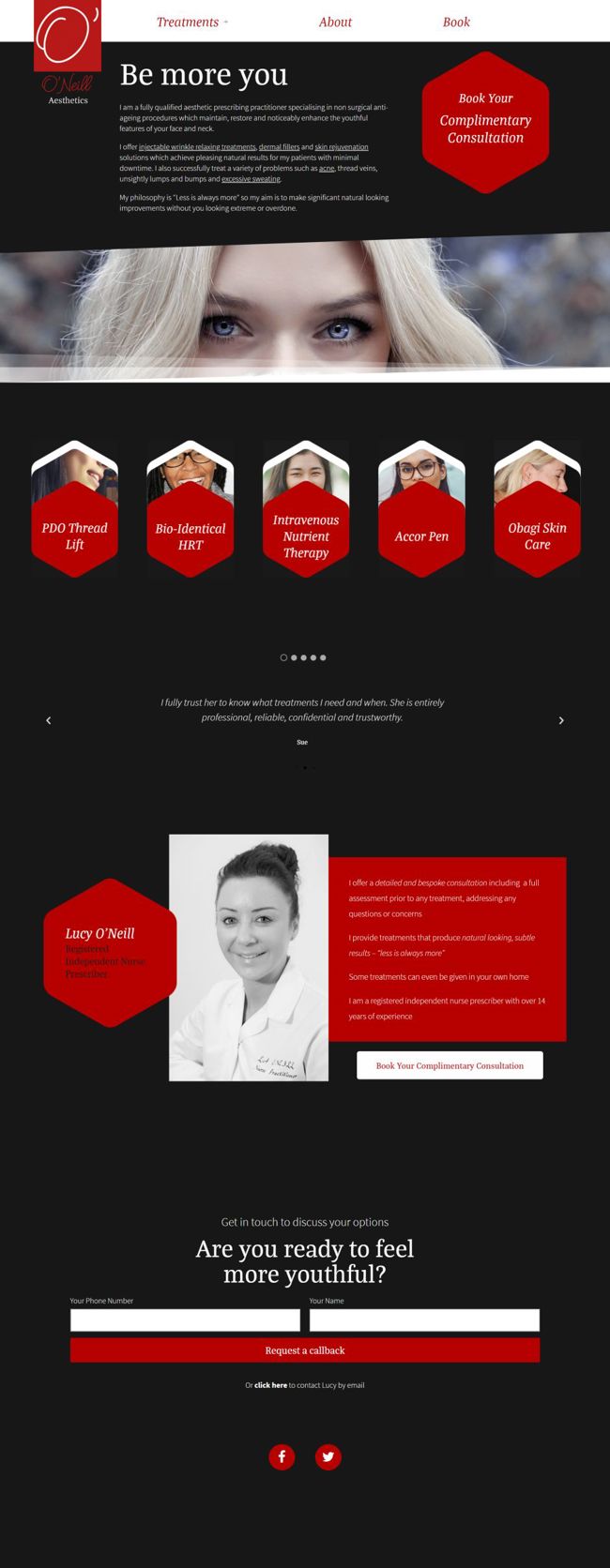 O'Neill Aesthetics Wordpress Web Design SP001 Homepage