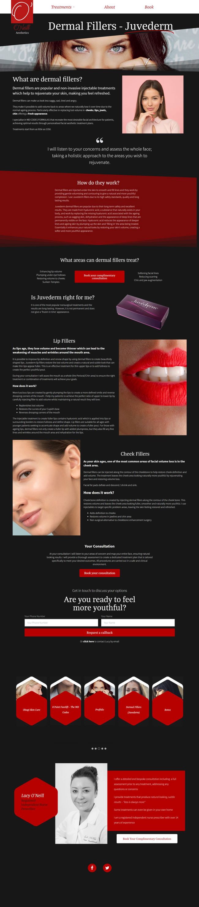 O'Neill Aesthetics Wordpress Web Design SP007 Dermal Fillers Juvederm