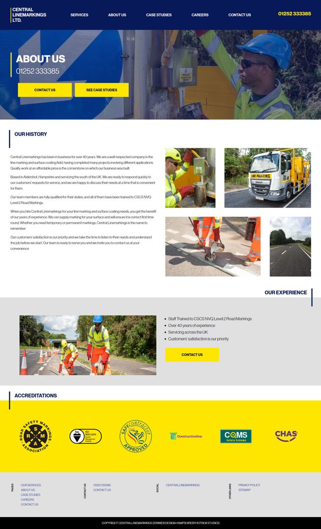 Central Linemarkings Wordpress Web Design SP003 About Us