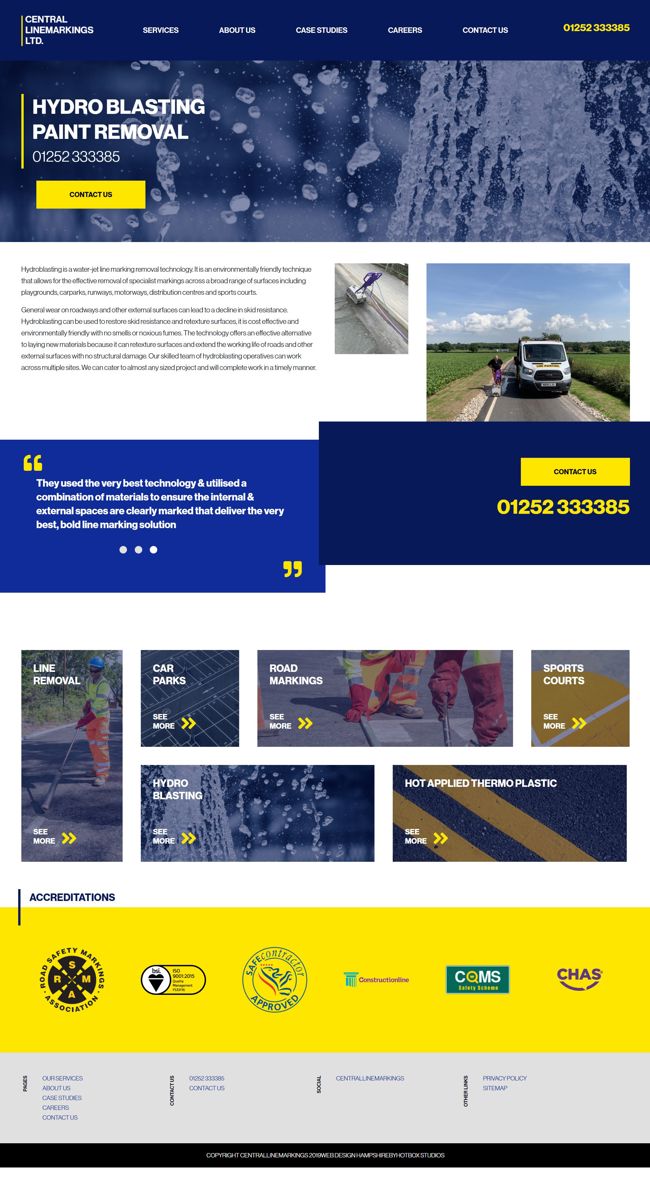 Central Linemarkings Wordpress Web Design SP011 Services Hydro Blasting Paint Removal
