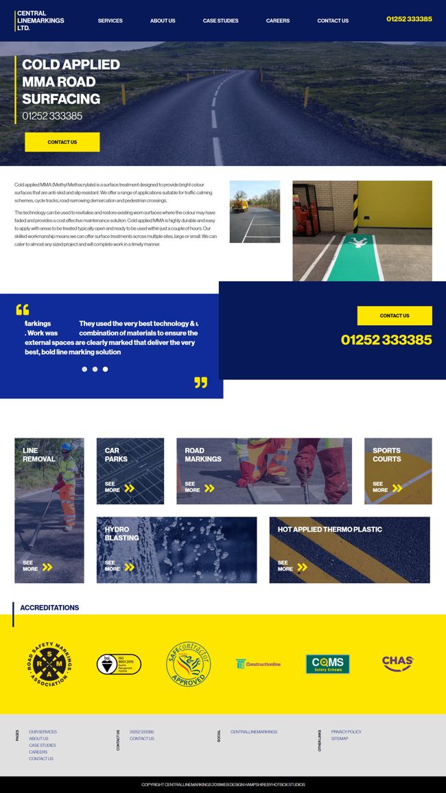 Central Linemarkings Wordpress Web Design SP015 Services Cold Applied Mma Road Surfacing