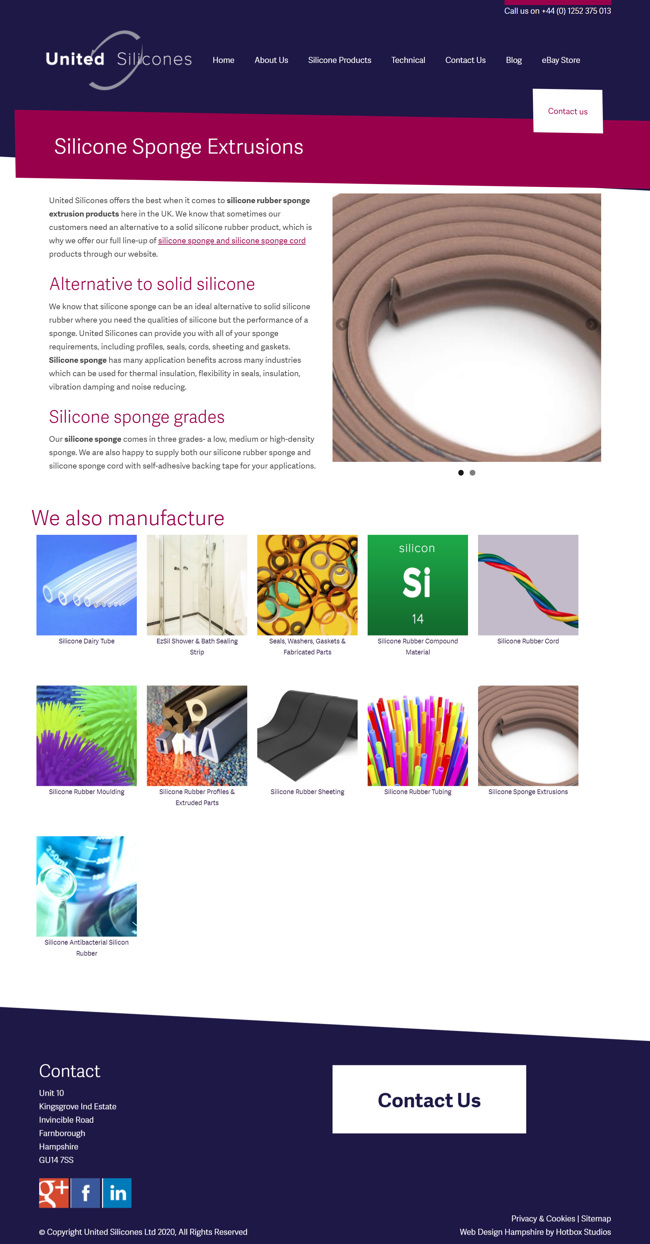 United Silicones Wordpress Web Design And Development SP010 Silicone Products Silicone Sponge Extrusions