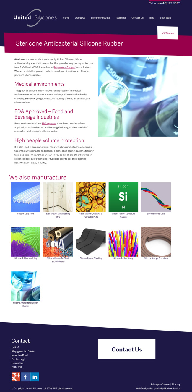 United Silicones Wordpress Web Design And Development SP012 Silicone Products Stericone Antibacterial Silicone Rubber