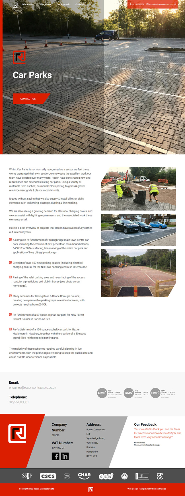 Rocon Contractors Website Design and WordPress Development SP008 Services Car Parks