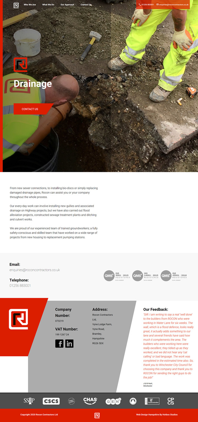 Rocon Contractors Website Design and WordPress Development SP009 Services Drainage