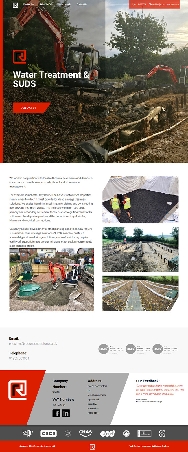 Rocon Contractors Website Design and WordPress Development SP010 Services Water Treatment And Suds