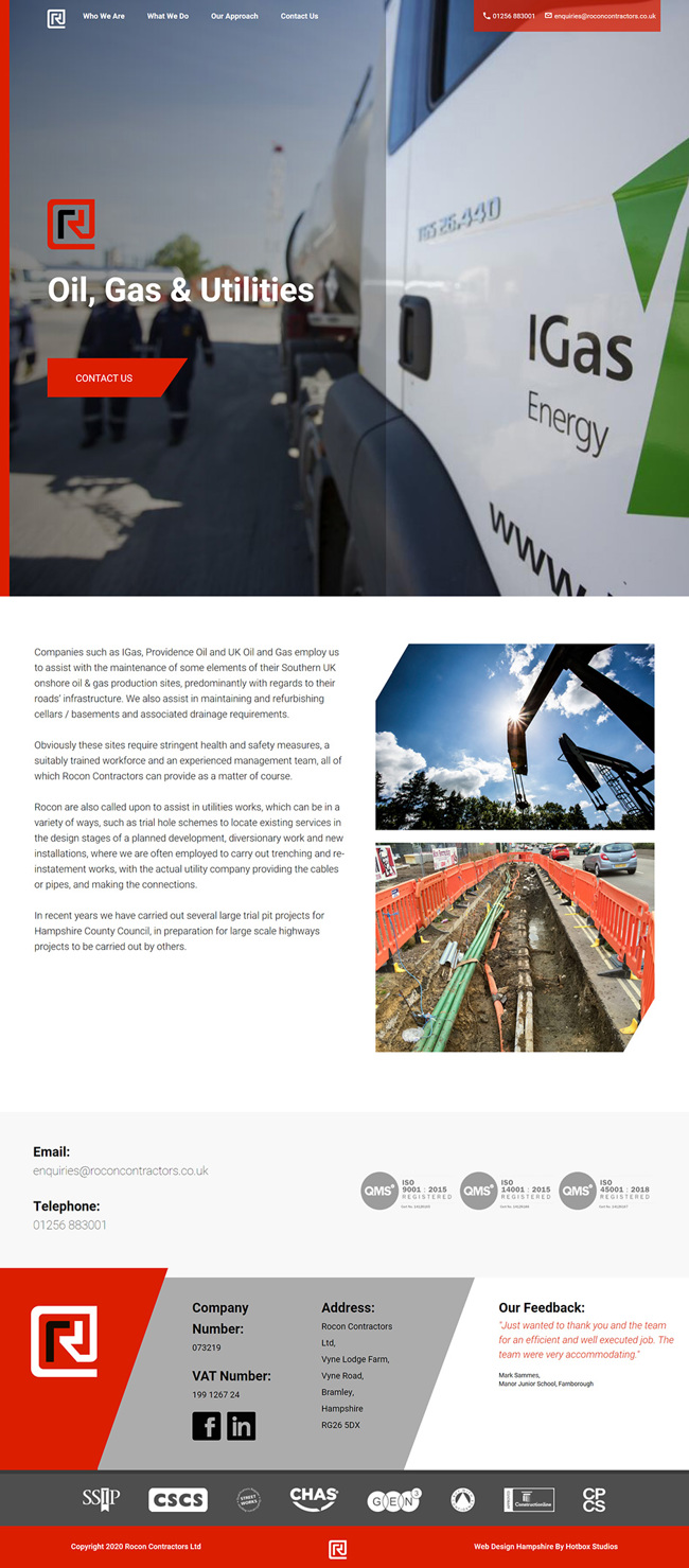 Rocon Contractors Website Design and WordPress Development SP012 Services Oil Gas Utilities