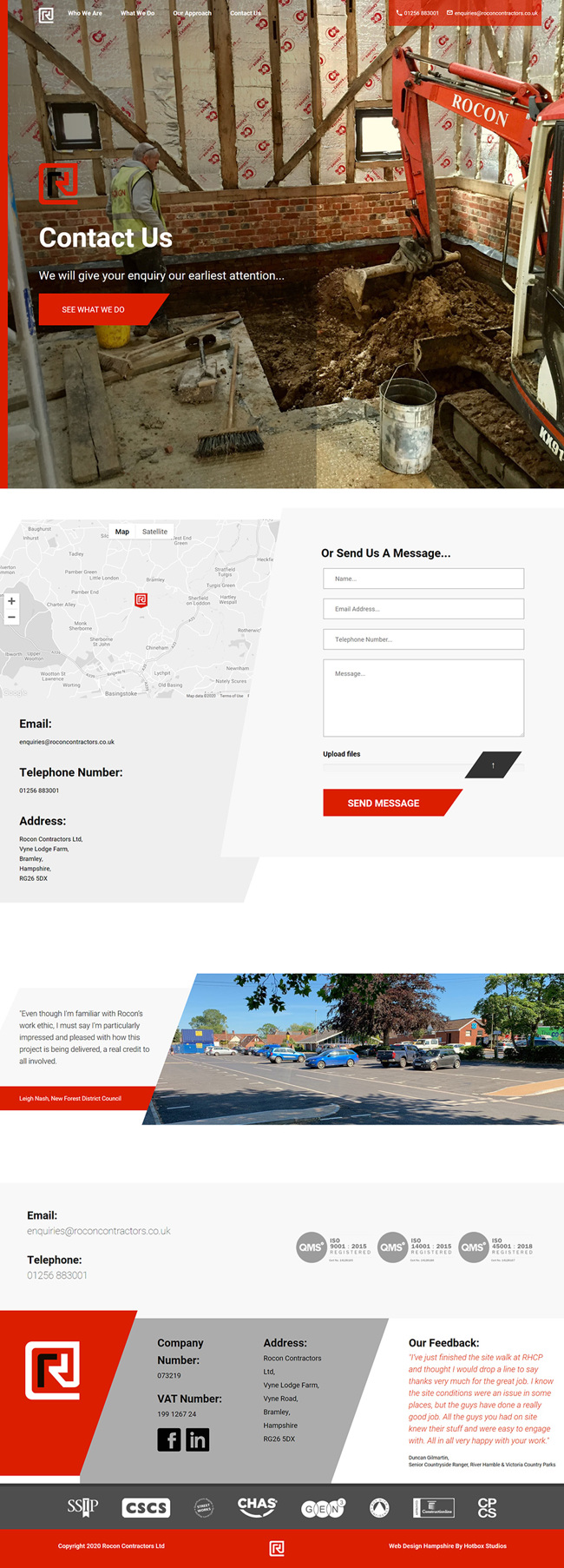 Rocon Contractors Website Design and WordPress Development SP014 Contact Us
