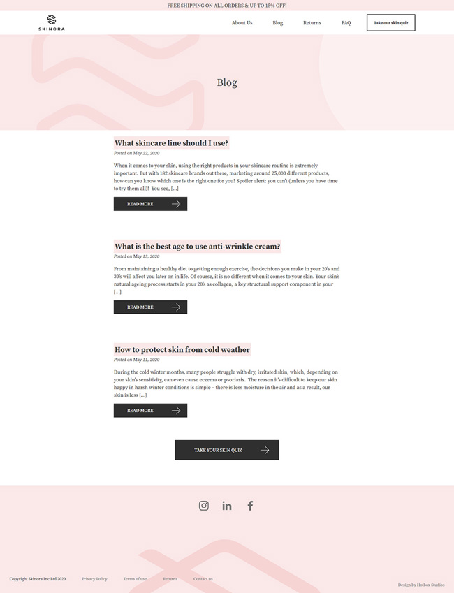 Skinora Website Design and WordPress Development SP003 Blog