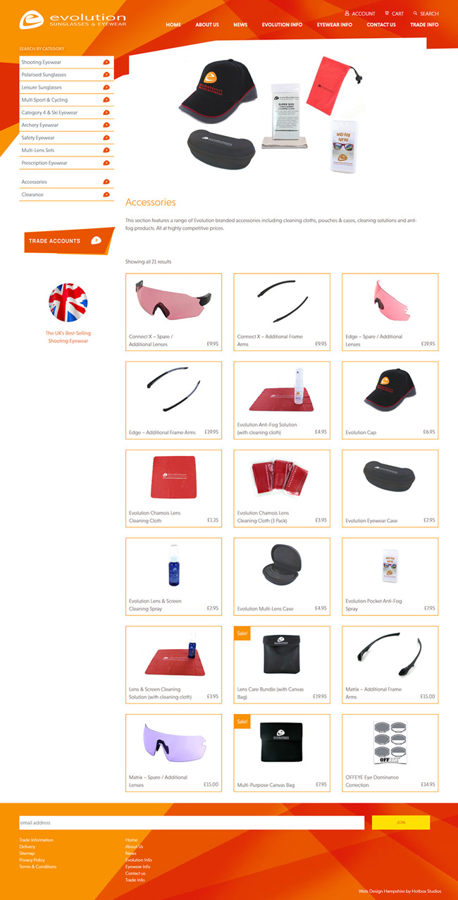 Evolution Sunglasses and Eyewear Website Design and WordPress Development SP012 Product Accessories