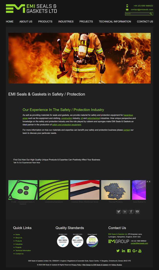 EMI Seals and Gaskets Website Design and WordPress Development SP009 Industries Safety Protection