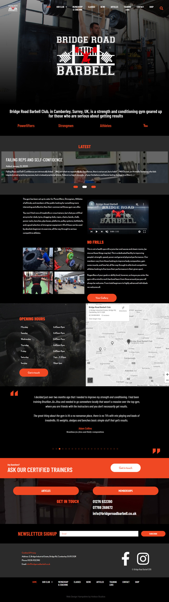 Bridge Road Barbell Website Design and WordPress Development SP001 Homepage