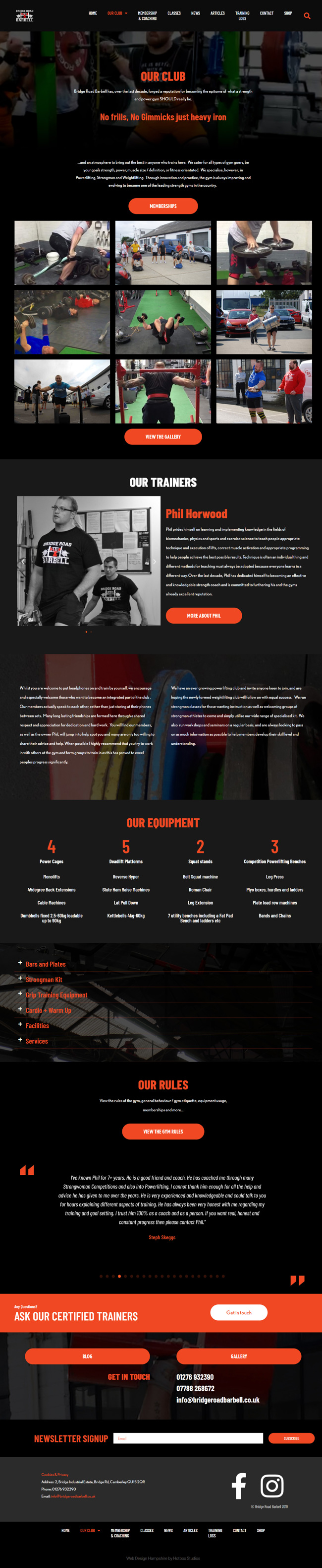 Bridge Road Barbell Website Design and WordPress Development SP002 Our Club