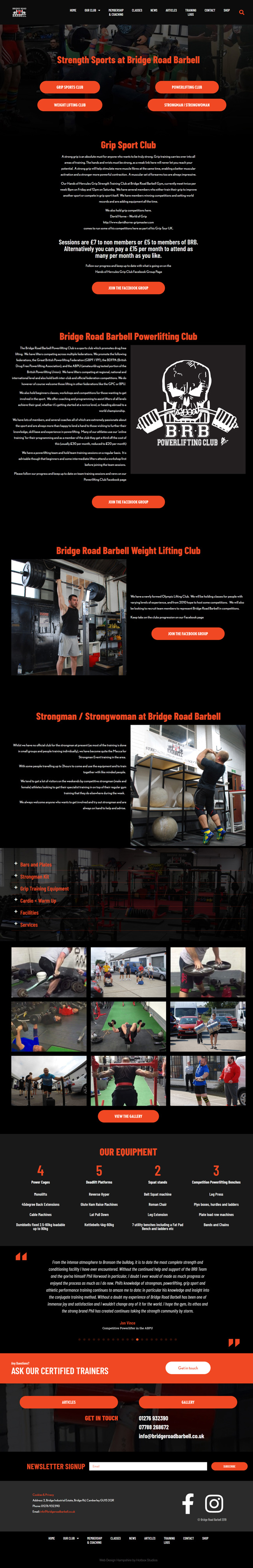 Bridge Road Barbell Website Design and WordPress Development SP003 Our Club Strength Sports