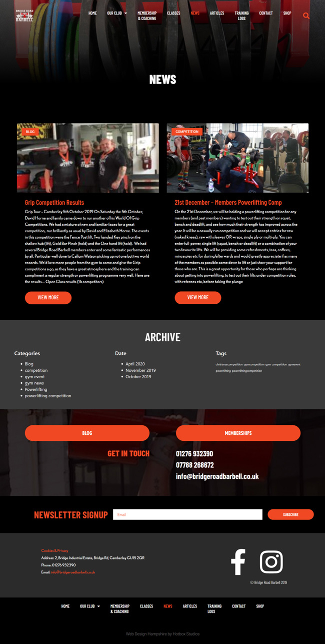 Bridge Road Barbell Website Design and WordPress Development SP007 News