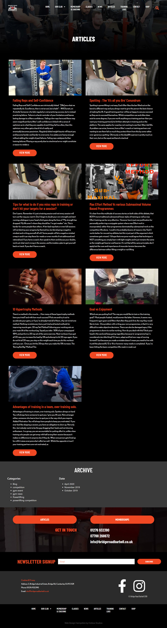 Bridge Road Barbell Website Design and WordPress Development SP009 Articles