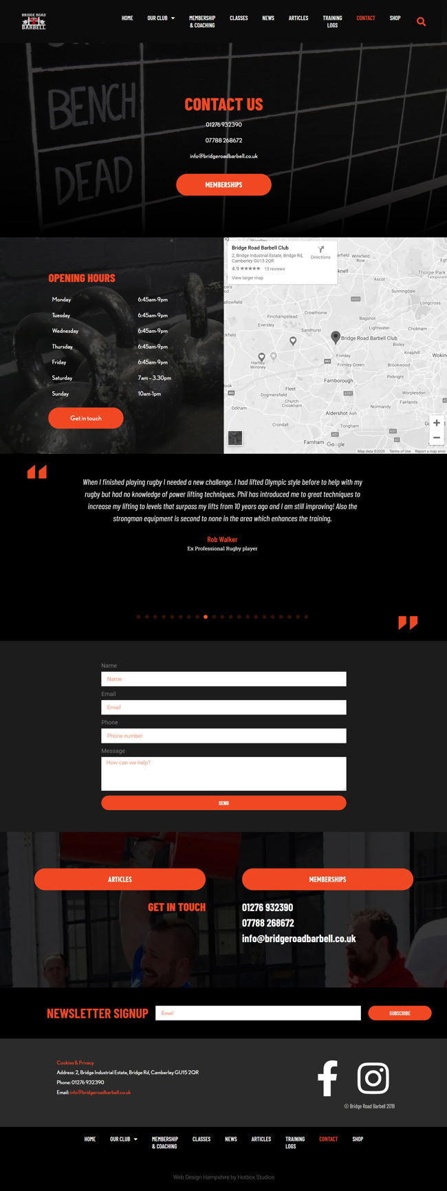 Bridge Road Barbell Website Design and WordPress Development SP012 Contact