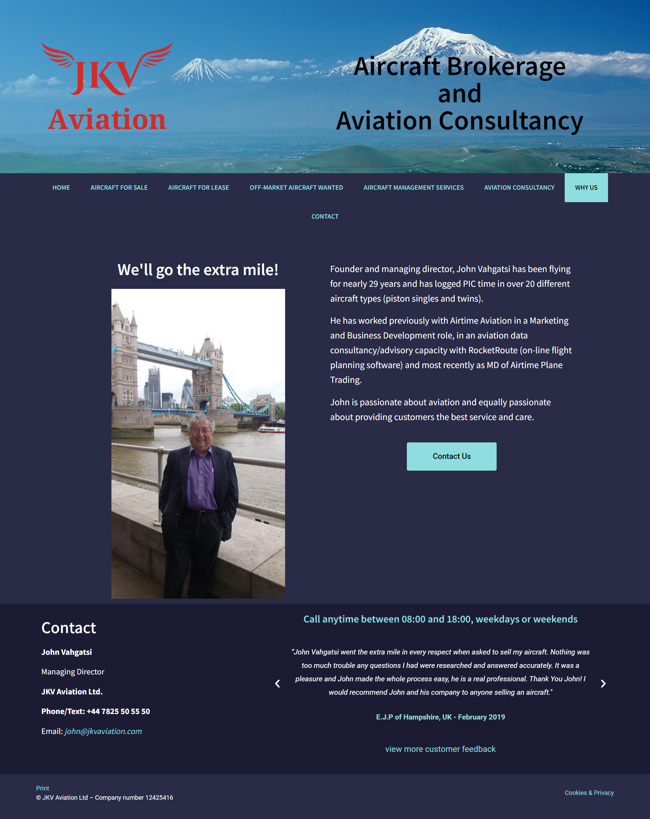 JKV Aviation Website Design and WordPress Development SP003 Why Us