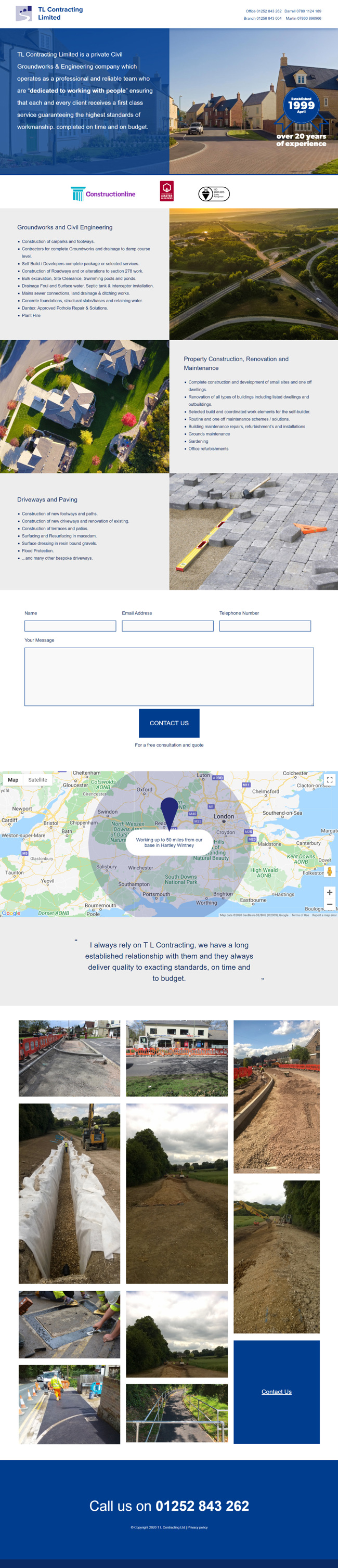 TL Contracting Website Design and Development SP001 Homepage